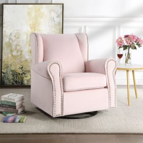 Tamaki Swivel Chair w/Glider ; Pink Fabric LV00923