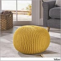 Christopher Knight Home Belle Knitted Cotton Pouf; Yellow