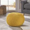 Christopher Knight Home Belle Knitted Cotton Pouf; Yellow