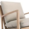 Solid Wood Rocking Chair; Linen Fabric Upholstered Comfy Accent Chair for Porch; Garden Patio; Balcony; Living Room and Bedroom; Beige