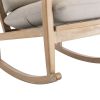 Solid Wood Rocking Chair; Linen Fabric Upholstered Comfy Accent Chair for Porch; Garden Patio; Balcony; Living Room and Bedroom; Beige