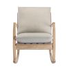 Solid Wood Rocking Chair; Linen Fabric Upholstered Comfy Accent Chair for Porch; Garden Patio; Balcony; Living Room and Bedroom; Beige