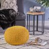 Christopher Knight Home Belle Knitted Cotton Pouf; Yellow