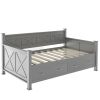 Twin Size Daybed with 2 Large Drawers; X-shaped Frame; Modern and Rustic Casual Style Daybed; Gray(New)