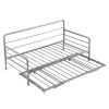 Twin Size Daybed with Adjustable Trundle; Pop Up Trundle; Silver