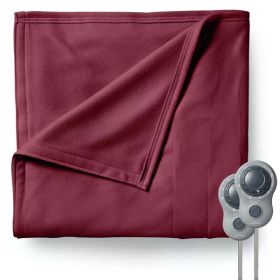 Sunbeam King Size Electric Fleece Heated Blanket in Garnet with Dual Zone